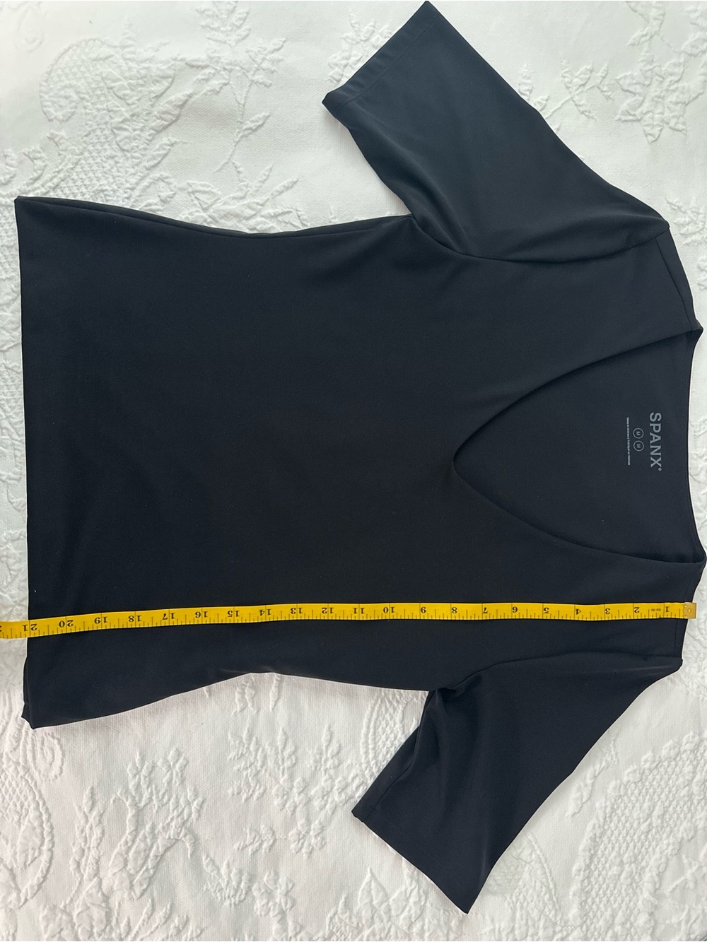 SPANX Black V-Neck Short Sleeve Smoothing Top
